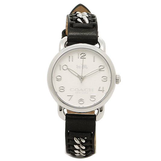 Coach Delancey White Dial Black Leather Strap Ladies Watch 14502257