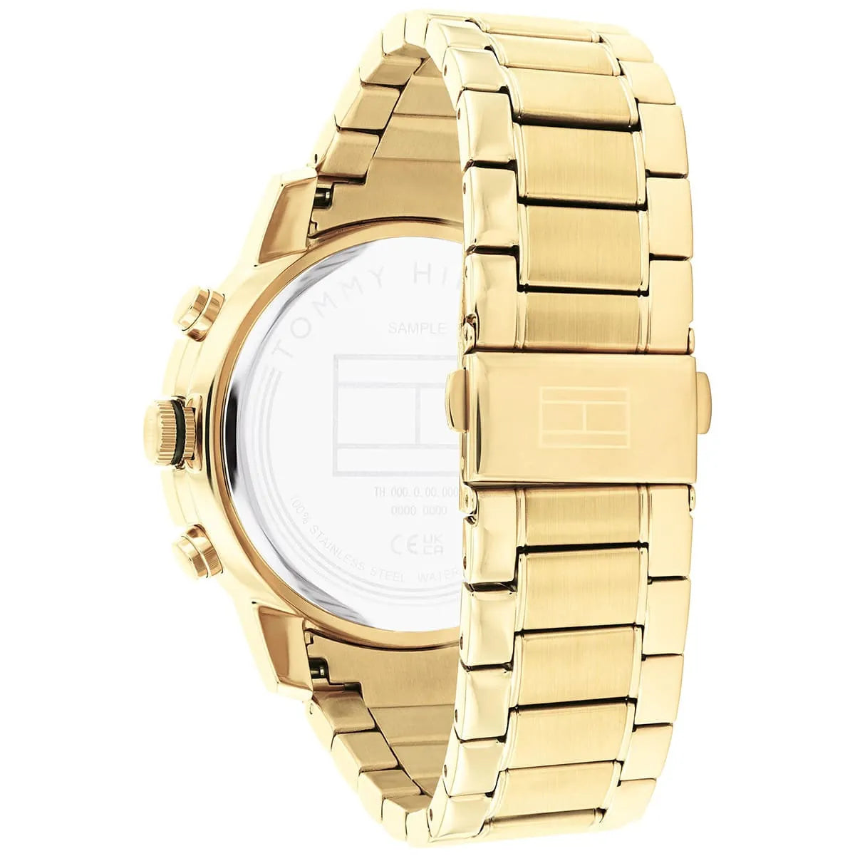 Tommy Hilfiger Troy Chronograph Black Dial Gold Steel Strap Watch For Men - 1792109