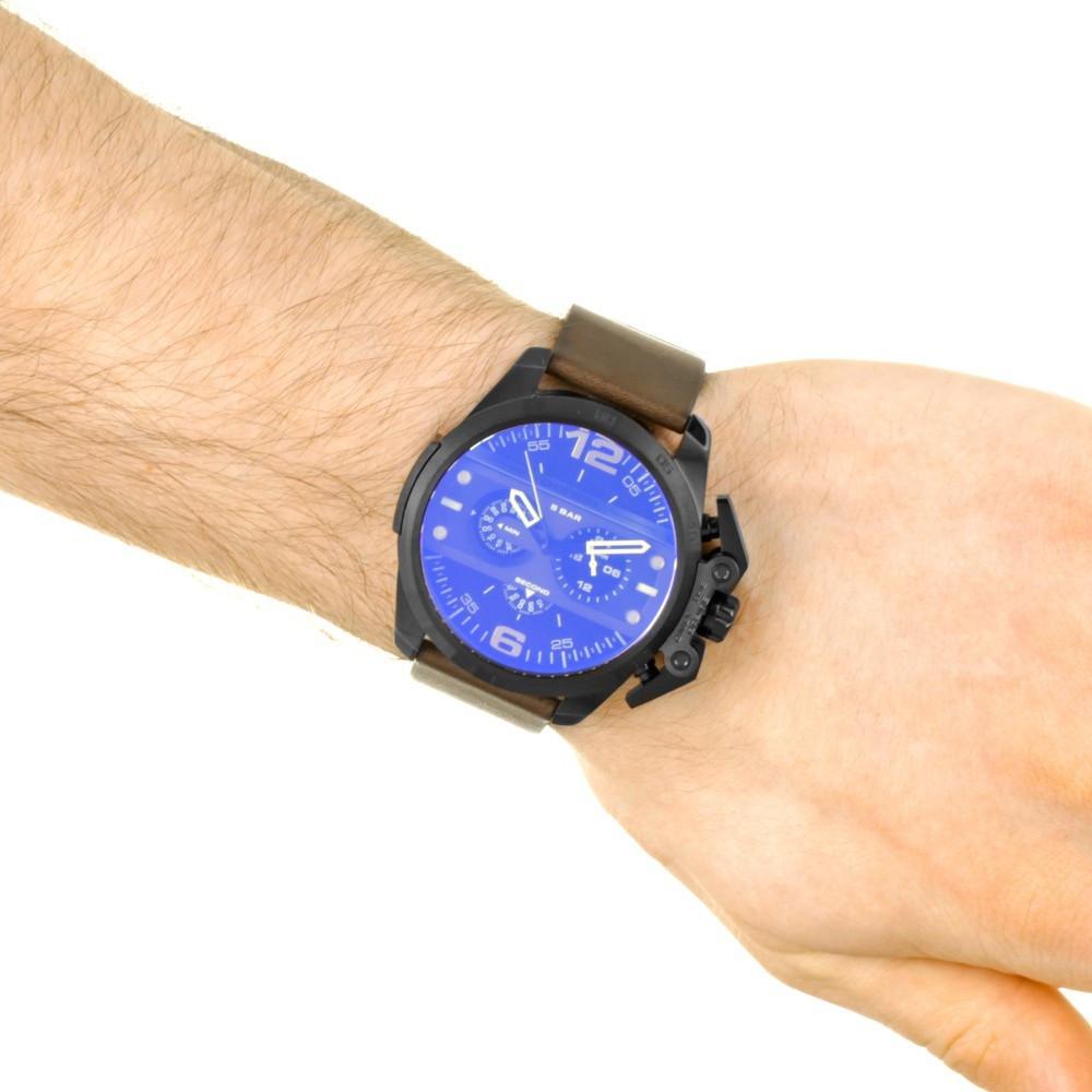 Diesel Ironside Men's Watch DZ4364 316L black ion-plated stainless steel & genuine leather strap 5ATM (50m) water resistant Japan movements with chronograph function