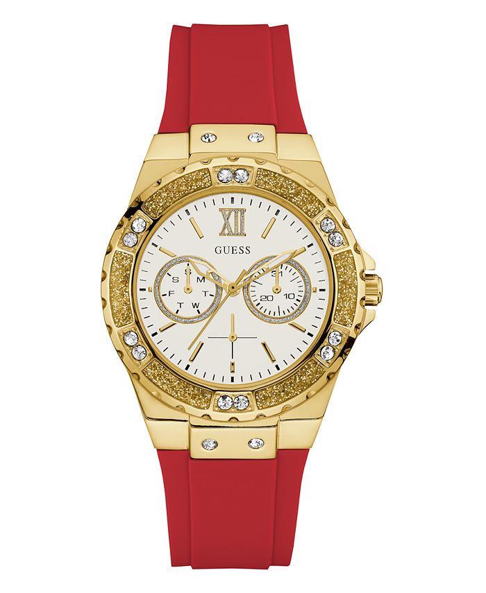 GUESS GOLD TONE CASE RED SILICONE Men's Watch  GW0431L1 - Kiwi Watches