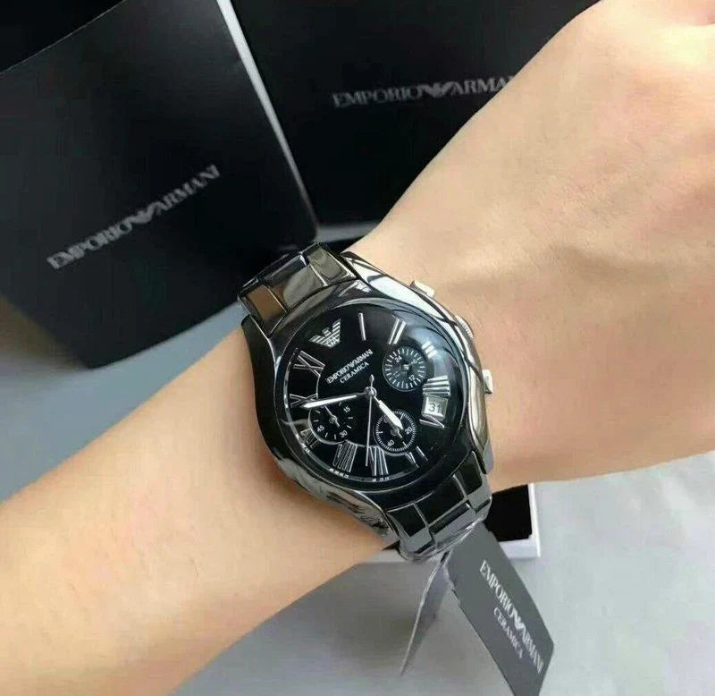 Emporio Armani Black Ceramic Chronograph Ladies Watch AR1401