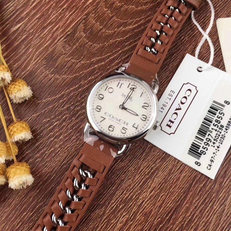 Coach Delancey White Dial Brown Leather Strap Ladies Watch 14502258