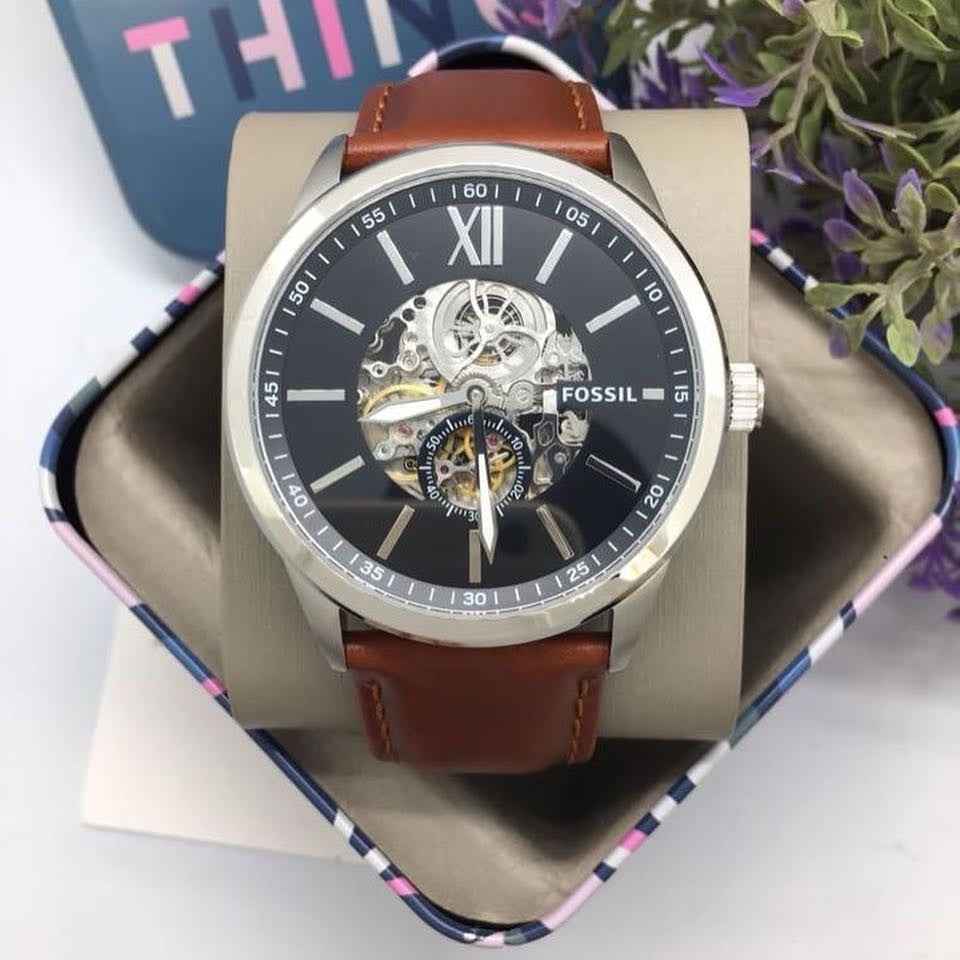 Fossil Flynn Automatic Brown Leather Men's Watch BQ2270