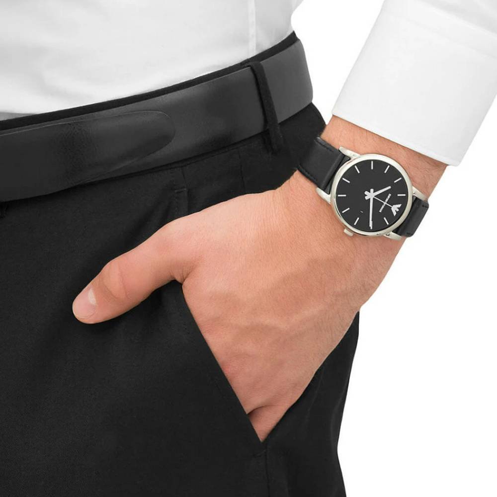 Emporio Armani Classic Black Dial Black Leather Men's Watch AR1692