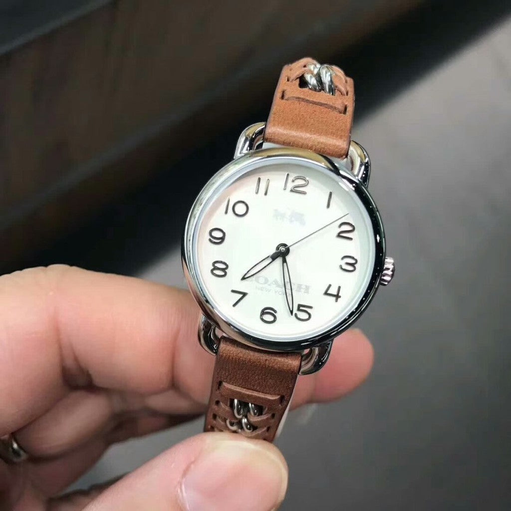 Coach Delancey White Dial Brown Leather Strap Ladies Watch 14502258