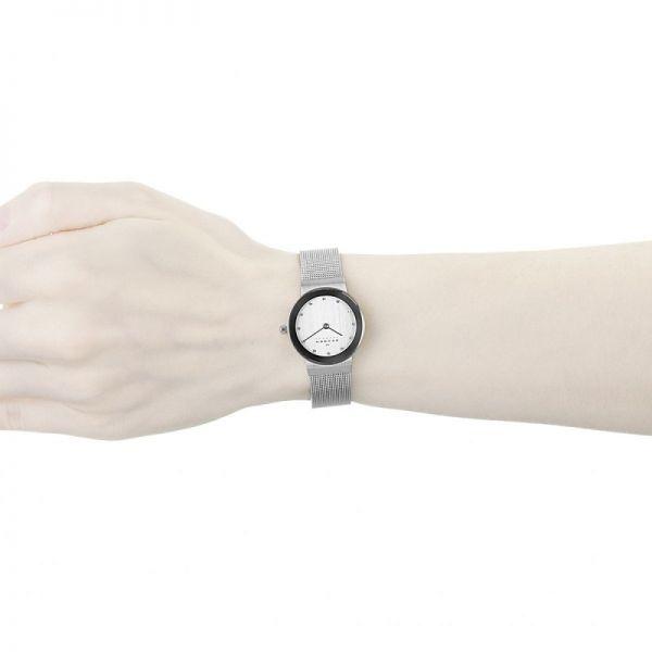 Skagen Classic Chrome Dial Mesh Ladies Watch 358SSSD