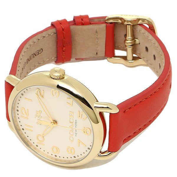 Coach Delancey Cream Dial Orange Leather Strap Ladies Watch 14502270