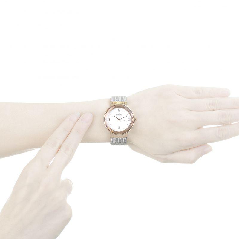Skagen Leonora Silver Dial Stainless Steel Mesh Ladies Watch 456LRS