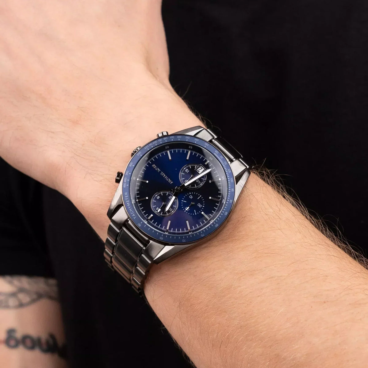 Michael Kors Warren Chronograph Navy Blue Dial Gunmetal Men's Watch - MK9111