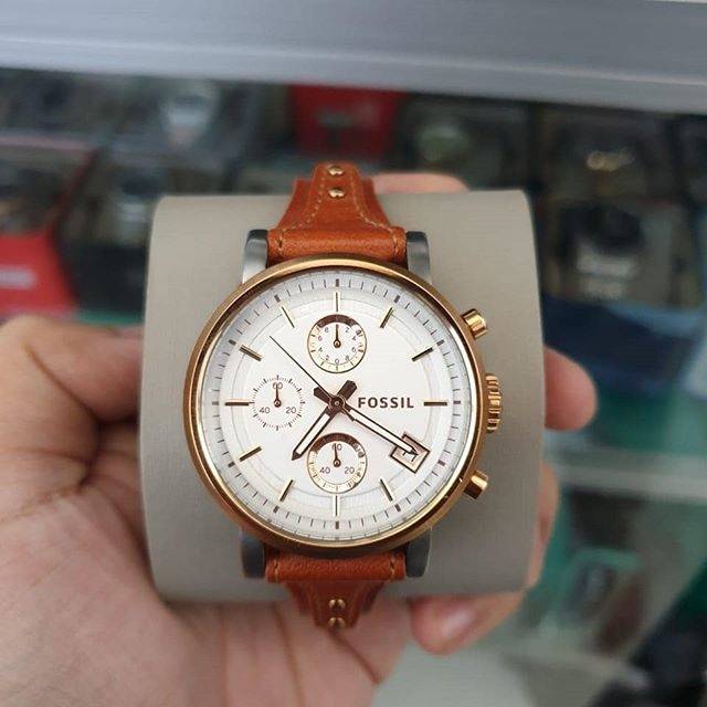Fossil Original Boyfriend Chronograph Silver Dial Ladies Watch ES3837
