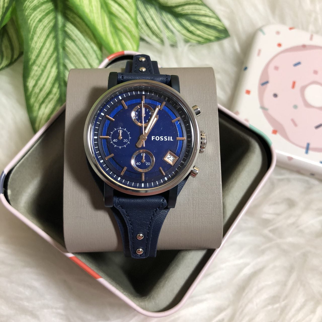 Fossil Original Boyfriend Chronograph Blue Dial Ladies Watch ES4113