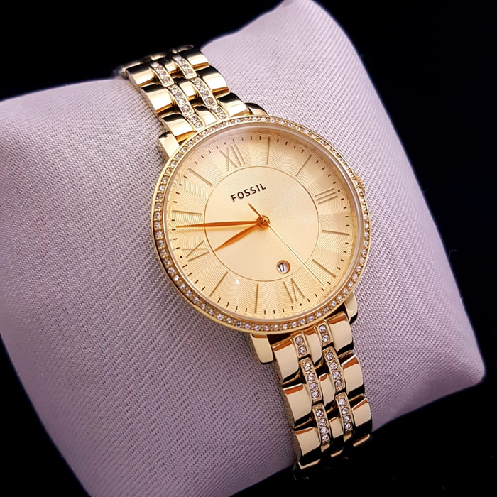 Fossil Jacqueline Champagne Dial Gold-tone Ladies Watch ES3547