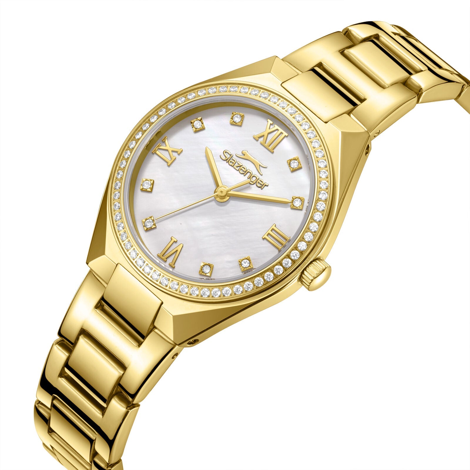 Slazenger Crystals White Dial Gold Watch - SL.09.2590.3.120