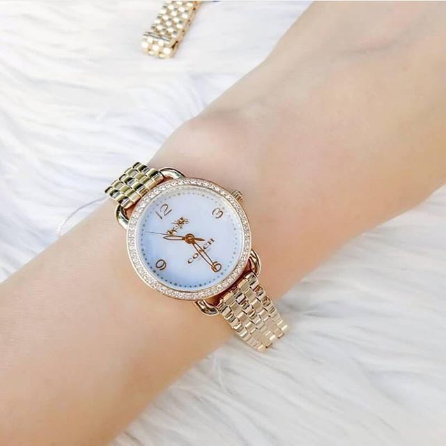 Coach Delancey Mother of Pearl Dial Gold Tone Ladies Watch 14502478