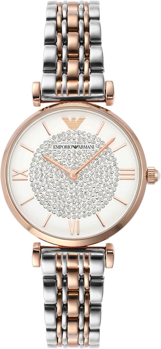Emporio Armani White Crystal Pave Dial Two-tone Women's Watch - AR1926