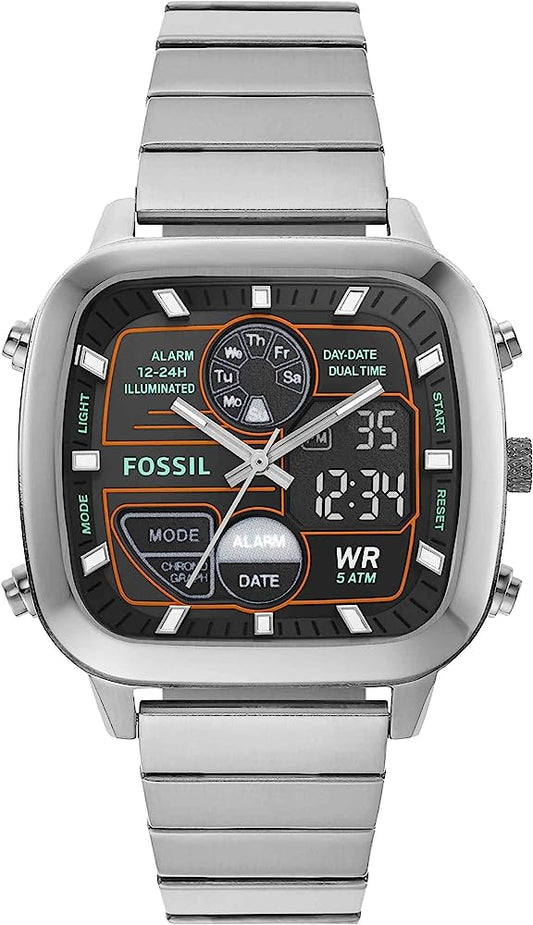Fossil Retro Analogue-Digital Silver Men's Watch FS5890