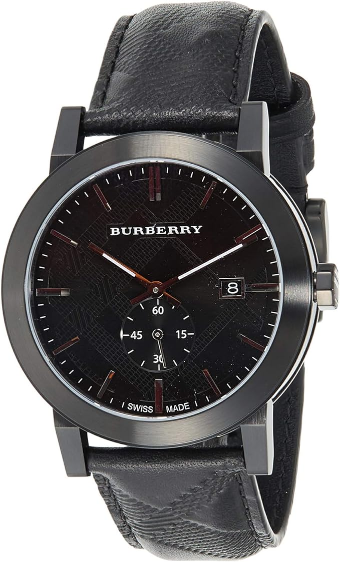 Burberry City Black Leather Strap Men's Watch BU9906