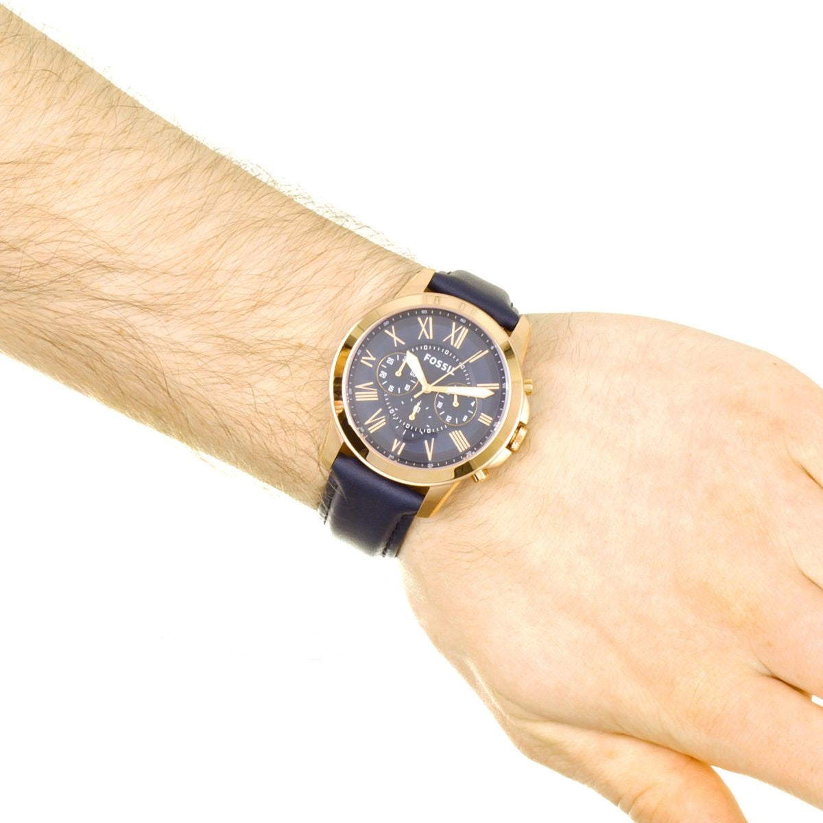 Fossil Grant Multi-Function Navy Dial Leather Strap Men's Watch FS4835
