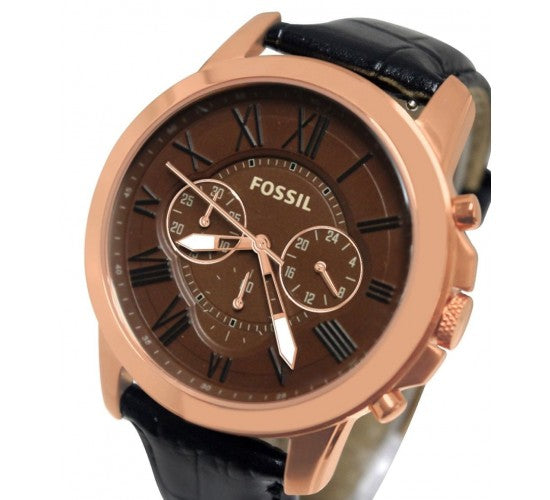 Fossil Grant Chronograph Brown Dial Leather Strap Men's Watch FS4992