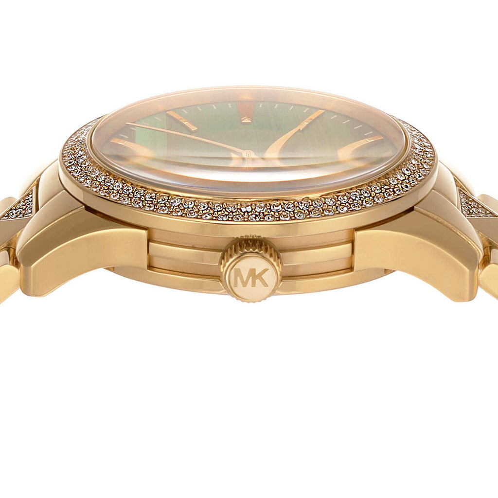 Michael Kors Runway Pavé Green Dial Gold Women's Watch - MK7390