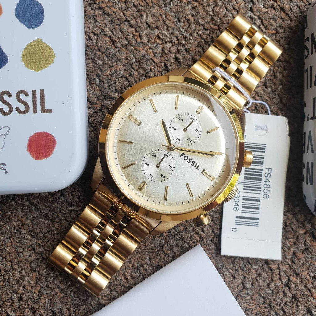 Fossil Gold Townsman Tone Stainless Steel Chronograph Men's Watch FS4856