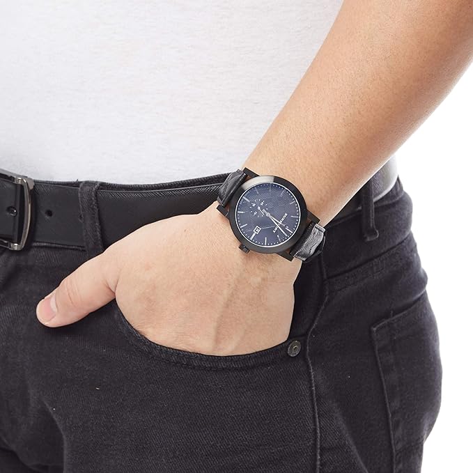 Burberry City Black Leather Strap Men's Watch BU9906