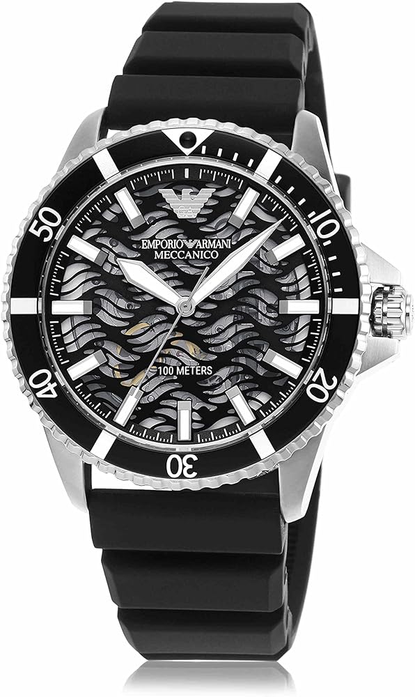 Emporio Armani Automatic Black Silicone Men's Watch  AR60062 - Dawson Watches
