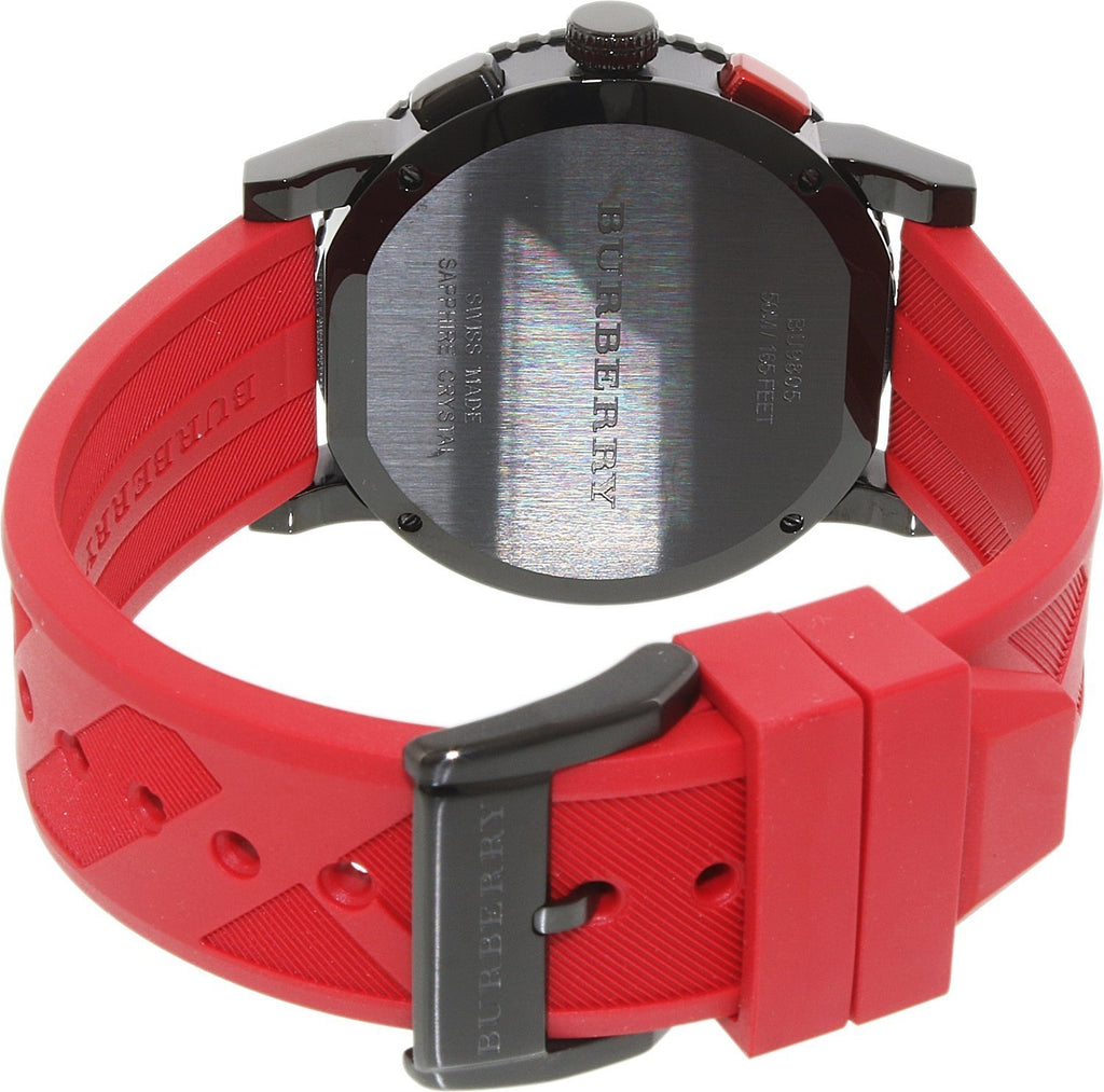 Burberry The City Chronograph Black Dial Red Rubber Strap Watch For Men - BU9805 BU9805 - Image 8