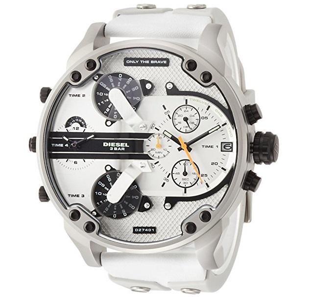 Diesel Big Daddy DZ7401 316L stainless steel 30m water resistant 4 time zones