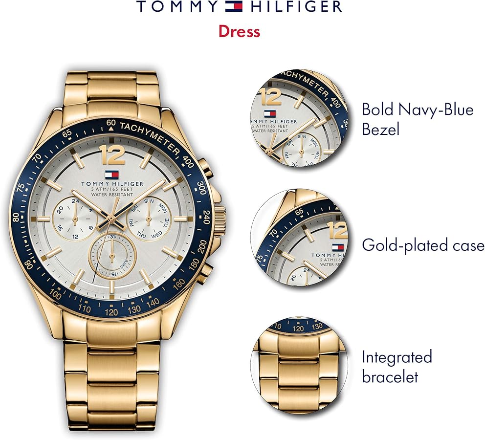 Tommy Hilfiger Luke Multifunction White Dial Gold Watch - 1791121
