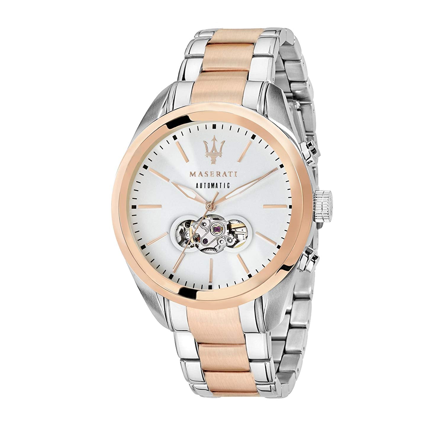 Maserati Traguardo Automatic Silver Open Heart Dial Men's Watch R8823112001