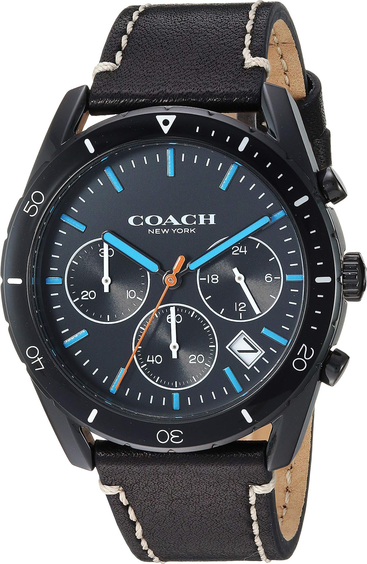 Coach Thompson Black Chronograph Leather Strap Men's Watch  14602412 - Dawson Watches