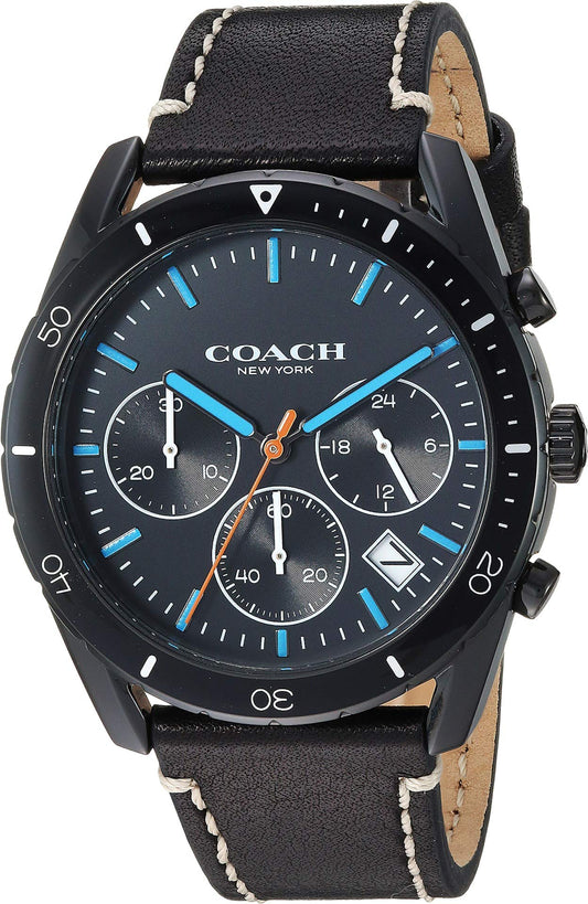 Coach Thompson Black Chronograph Leather Strap Men's Watch  14602412 - Dawson Watches