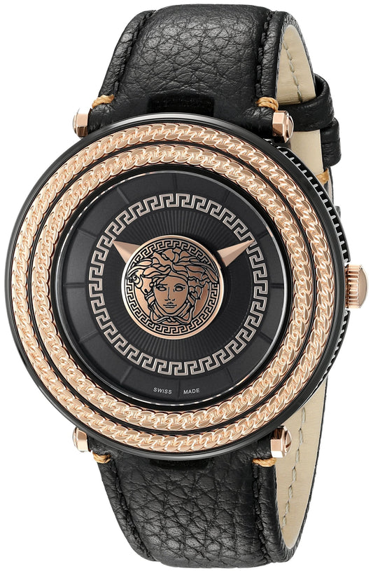 Versace V-Metal Icon Round Leather Strap Men's Watch  VQL030015 - Dawson Watches