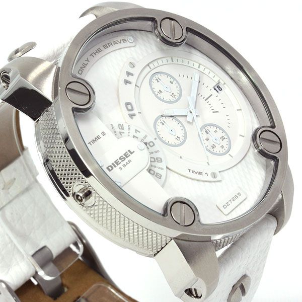 DIESEL Badass Chronograph White Dial White Leather Men's Watch DZ7265