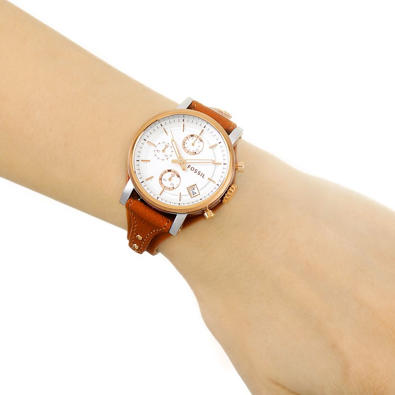 Fossil Original Boyfriend Chronograph Silver Dial Ladies Watch ES3837