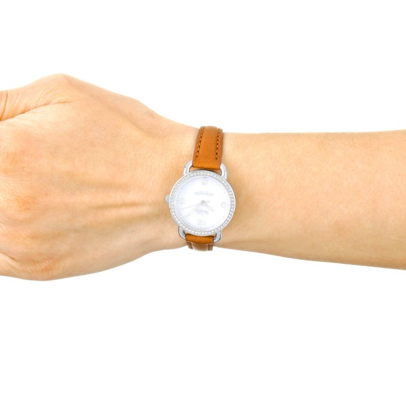 Coach Delancey White Dial Brown Leather Strap Ladies Watch 14502485