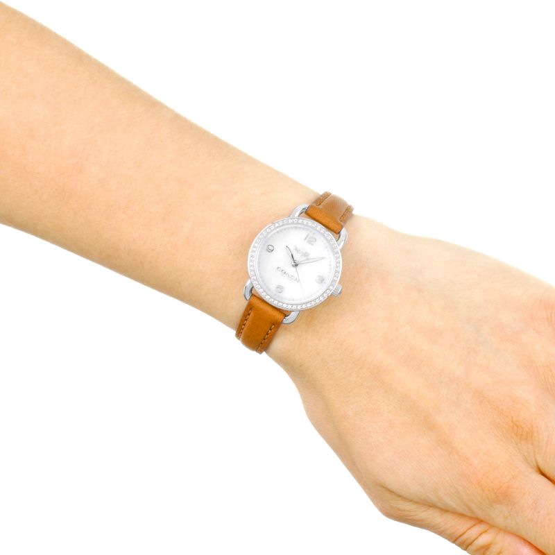 Coach Delancey White Dial Brown Leather Strap Ladies Watch 14502485