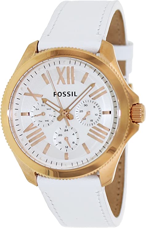 Fossil Cecile Rose gold White Leather Women's Watch AM4486