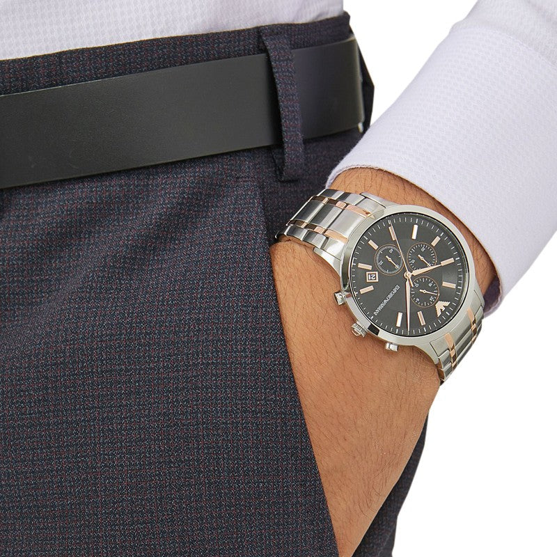 Emporio Armani Chronograph Black Dial Two-Tone Men's Watch AR11165