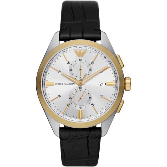 Emporio Armani Chronograph Black Leather Men's Watch  AR11498 - Dawson Watches
