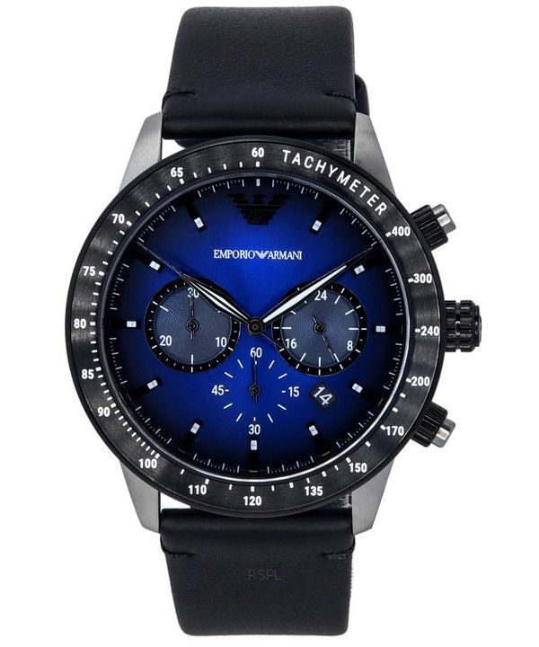 Emporio Armani Chronograph Black Leather Men's Watch  AR11522 - Dawson Watches