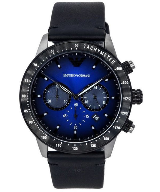 Emporio Armani Chronograph Black Leather Men's Watch  AR11522 - Dawson Watches