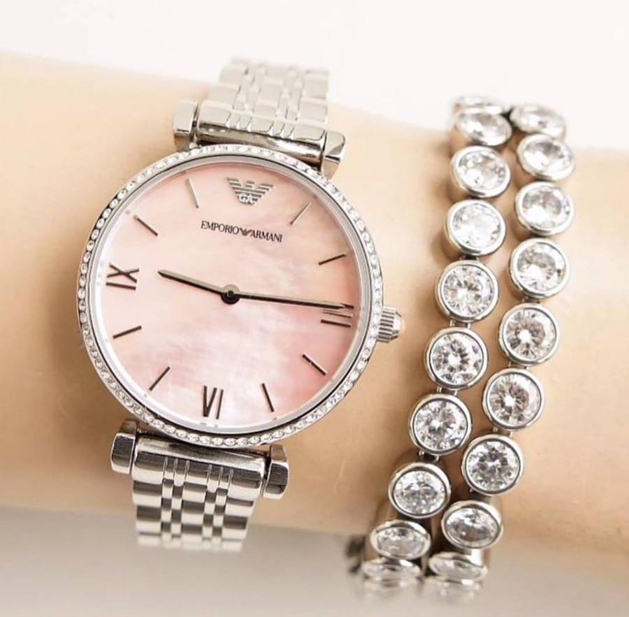 Emporio Armani Pink Mother of Pearl Dial Ladies Watch AR1779