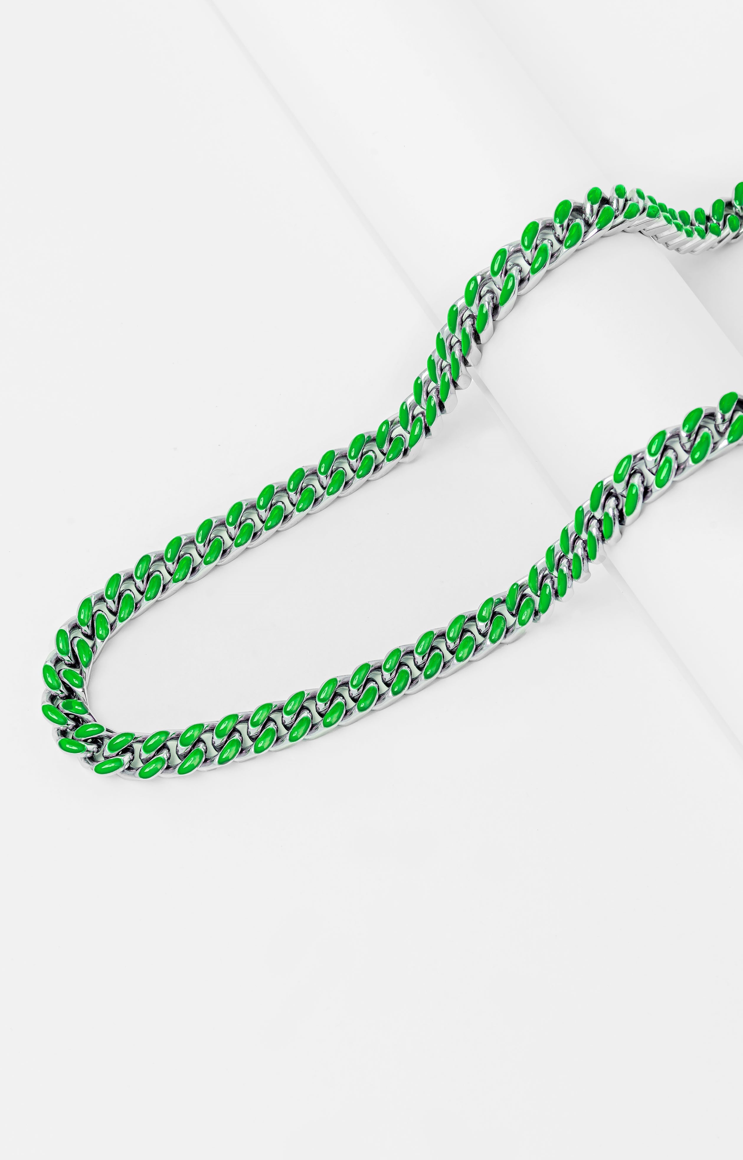 Big Daddy 9MM Enamel Green Steel Cuban Chain