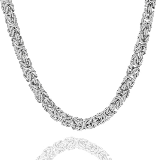 Big Daddy 8MM Byzantine Link Silver Steel Chain