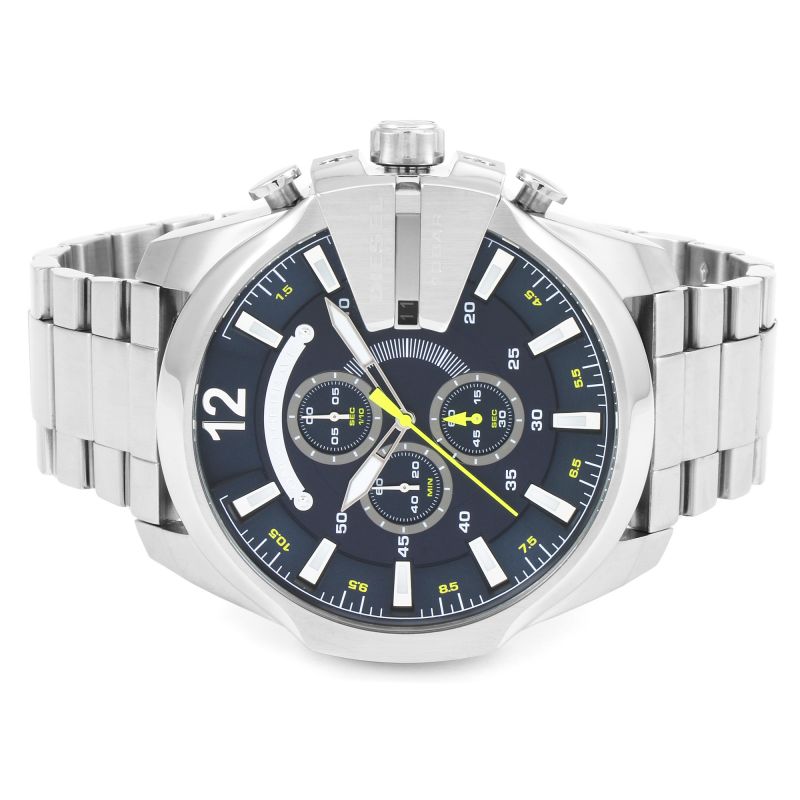 Diesel Mega Chief DZ4465 316L silver stainless steel 10ATM (100m) water-resistant Japan movement with chronograph and date function