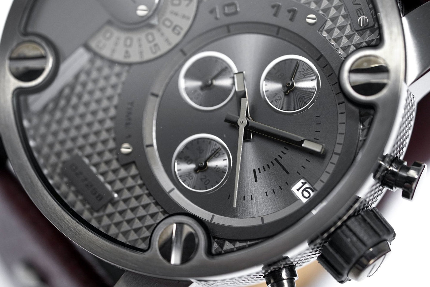 DIESEL Little Daddy Dual Time Chronograph Grey Dial Steel Men's Watch DZ7263