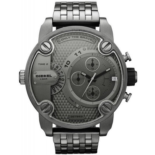 DIESEL Little Daddy Dual Time Chronograph Grey Dial Steel Men's Watch DZ7263