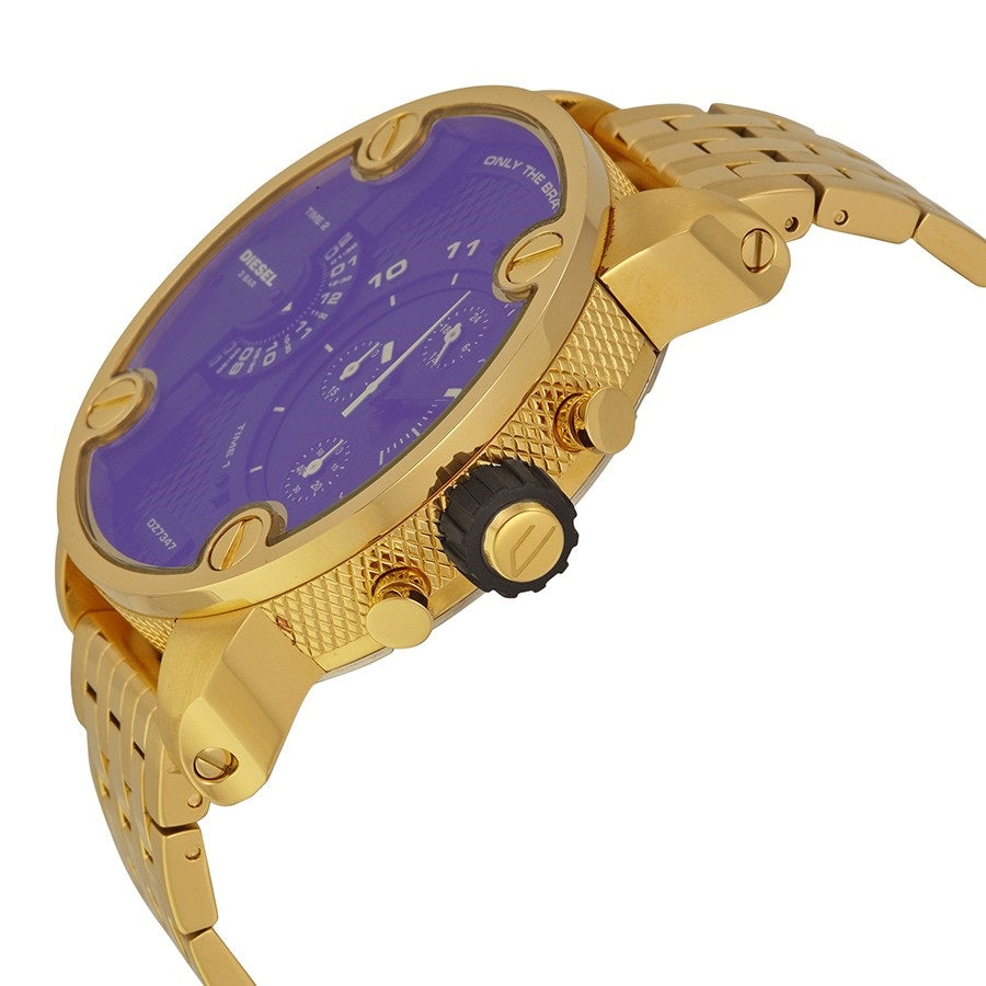 Diesel Big Daddy DZ7347 316L gold stainless steel 30m water resistant 2 time zones